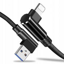 Kabel ładowarka Lightning iPhone Fast Charge QC Angle 90° - Czarny