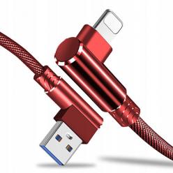 Kabel ładowarka Lightning iPhone Fast Charge QC Angle 90° - Czerwony