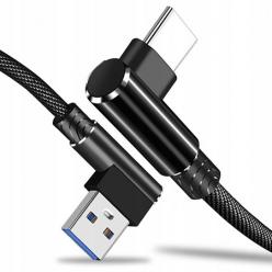 Kabel USB Typ-C Fast Charge QC Angle 90° - Czarny